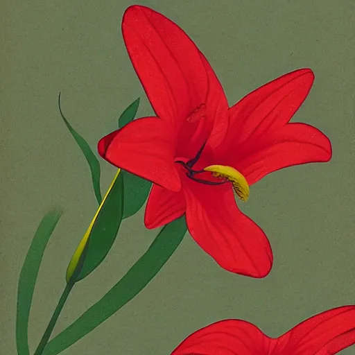 Image similar to Rubrum Lillies, Midcentury Modern, Illustration