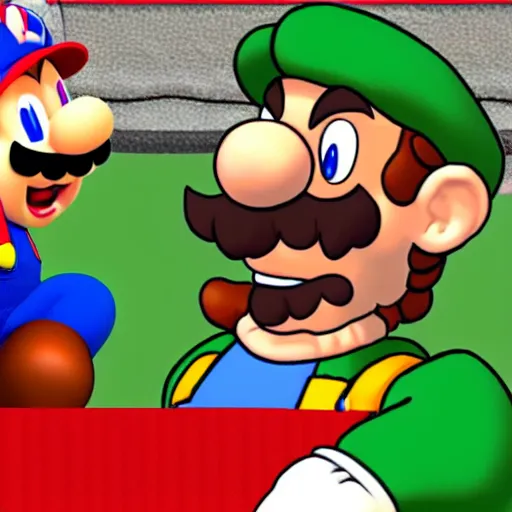 Prompt: mario screaming at luigi for hitting on princess peach