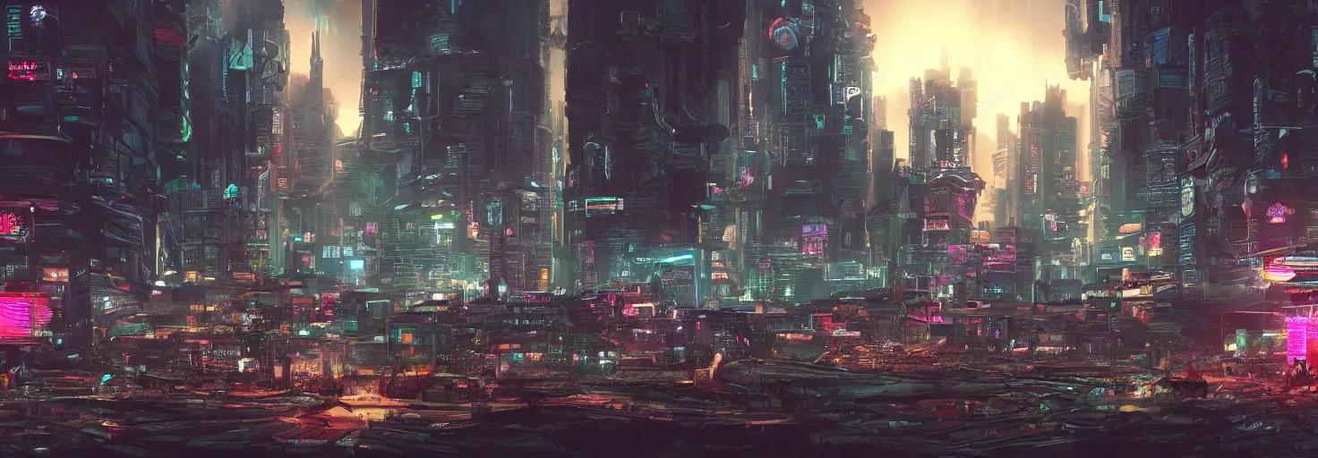 Image similar to photo of a cyberpunk landscape with many big chungus the size of a building