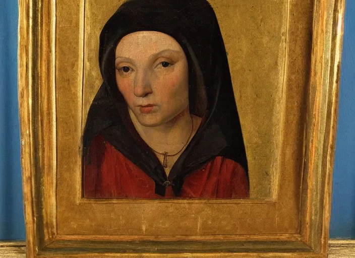 Prompt: old master painting of a medieval woman,