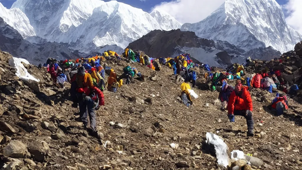 Prompt: cooper's hill cheese rolling down mt. everest, imax