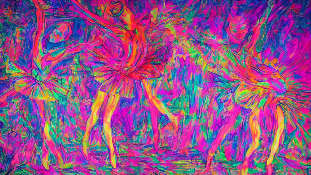 Prompt: psychedelic flushed ballet