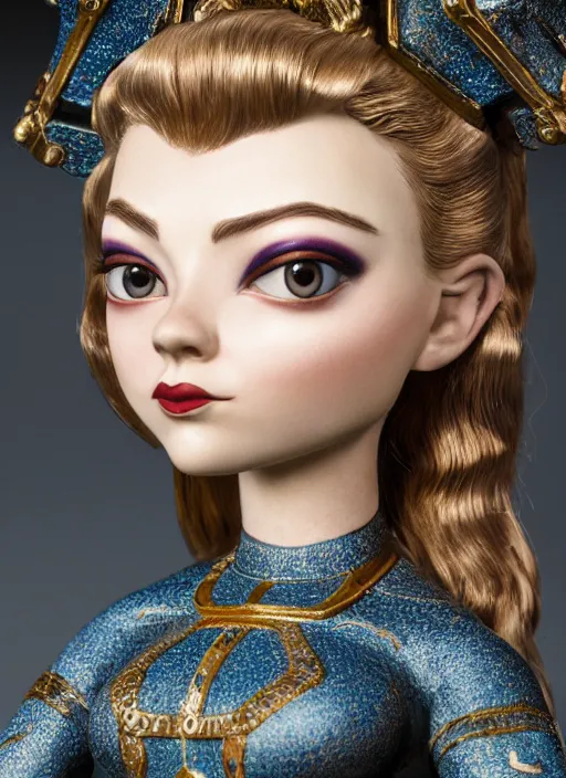 Prompt: closeup of a tin toy natalie dormer, depth of field, zeiss lens, detailed, symmetrical, centered, fashion photoshoot, by nicoletta ceccoli, mark ryden, lostfish, earl nore, hyung tae, frank frazetta, breathtaking, 8 k resolution, extremely detailed, beautiful, establishing shot, artistic, hyperrealistic, octane render