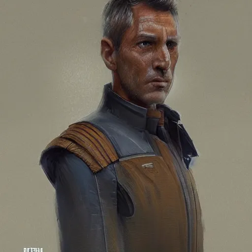 Prompt: portrait of a man by greg rutkowski, old admiral jagged fel, star wars expanded universe, he is about 5 0 years old, wearing uniform of the galactic alliance navy, highly detailed portrait, digital painting, artstation, concept art, smooth, sharp foccus ilustration, artstation hq