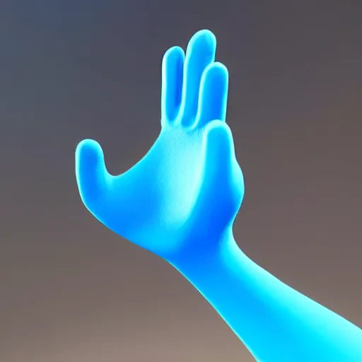 Prompt: a blue glove covered with slime, floating in space, 3 d render, blender, unreal engine, smooth, rendered