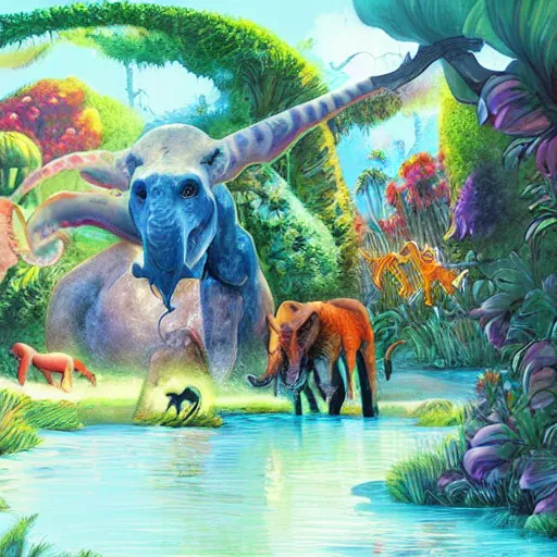 Image similar to zoo, concept art, illustrated, highly detailed, high quality, bright colors, optimistic,