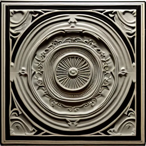 Image similar to Art nouveau ceiling tile, minimal, embossed