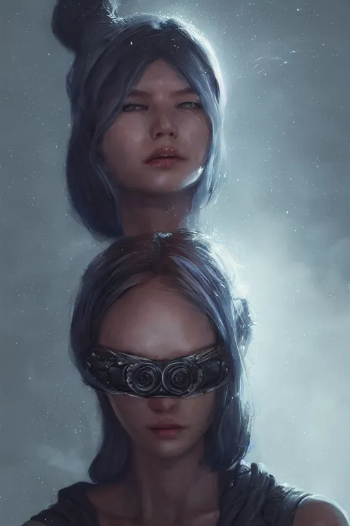 Prompt: a fancy portrait of an attractive alien women with a blindfold on by Greg Rutkowski, Sung Choi, Mitchell Mohrhauser, Maciej Kuciara, Johnson Ting, Maxim Verehin, Peter Konig, final fantasy , 8k photorealistic, cinematic lighting, HD, high details, atmospheric , trending on artstation