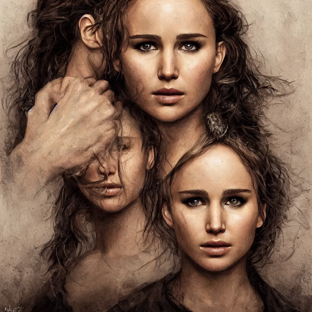 Image similar to half nathalie portman half Jennifer lawrence centered detailed portrait which looks like from Game of Thrones, realistic character concept, identical eyes, gazing eyes, beautiful eyes medium shot, elegant pose, fantasy, illustration, slender symmetrical face and body, artstation, cinematic lighting, hyperdetailed, cgsociety, 8k, high resolution, Charlie Bowater, Tom Bagshaw and Tom Richmond, single face, insanely detailed and intricate, beautiful, elegant, golden ratio, dark fractal background, vfx, postprocessing, alluring