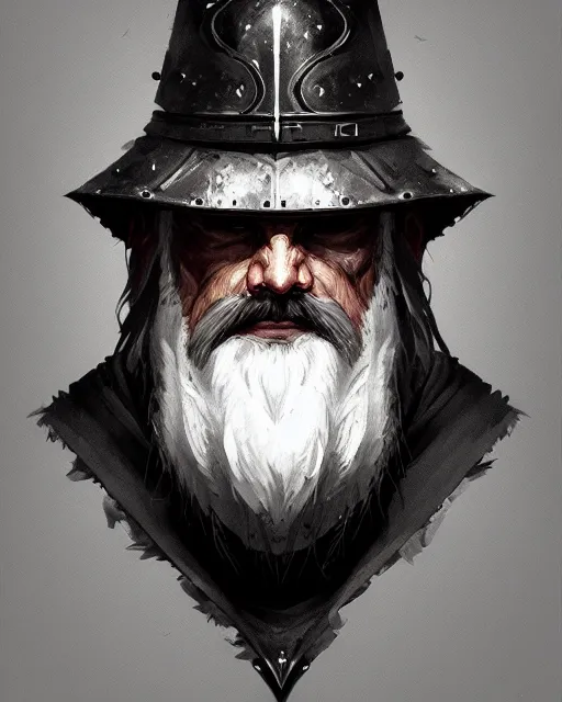 Image similar to a portrait of an old knight with short white beard, grim - lighting, high - contrast, intricate, elegant, highly detailed, digital painting, artstation, concept art, smooth, sharp focus, illustration