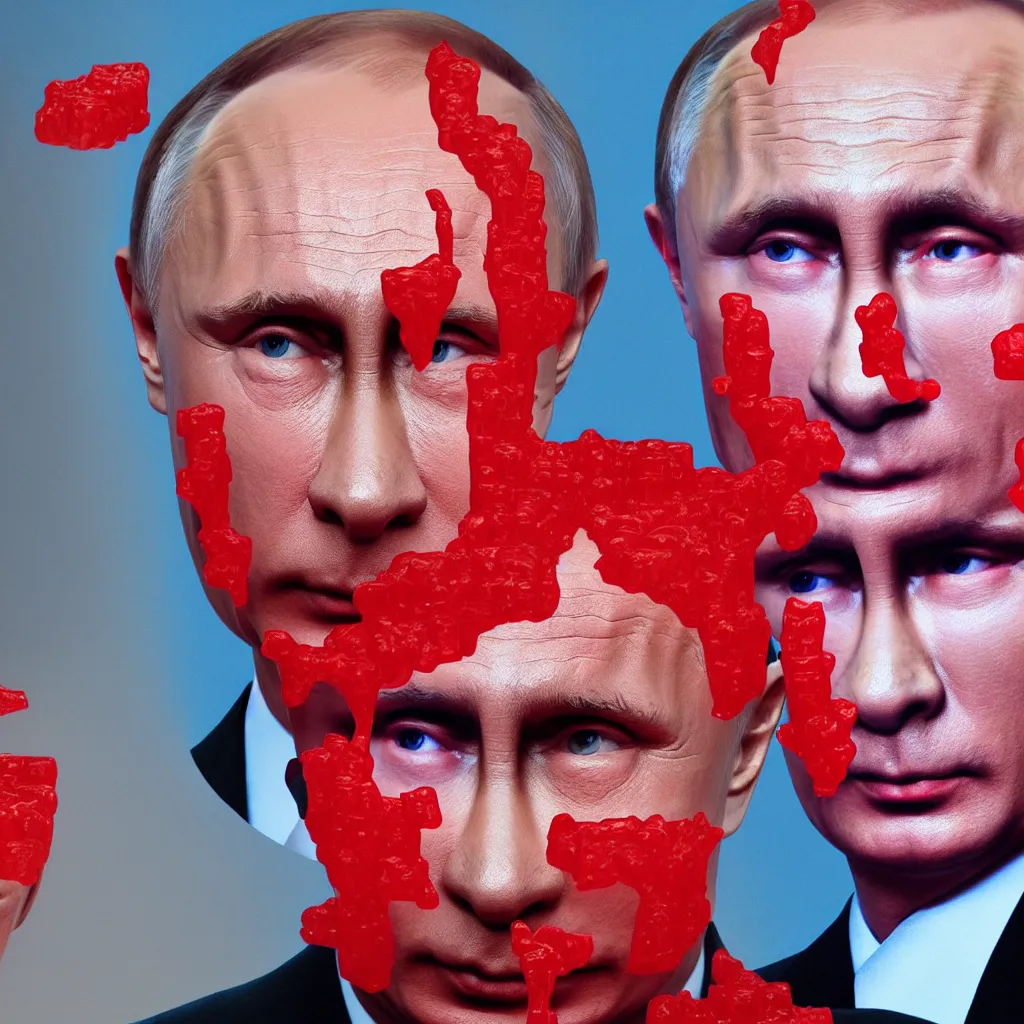 Image similar to vladimir putin made of jello very detailed, 4 k, professional photography