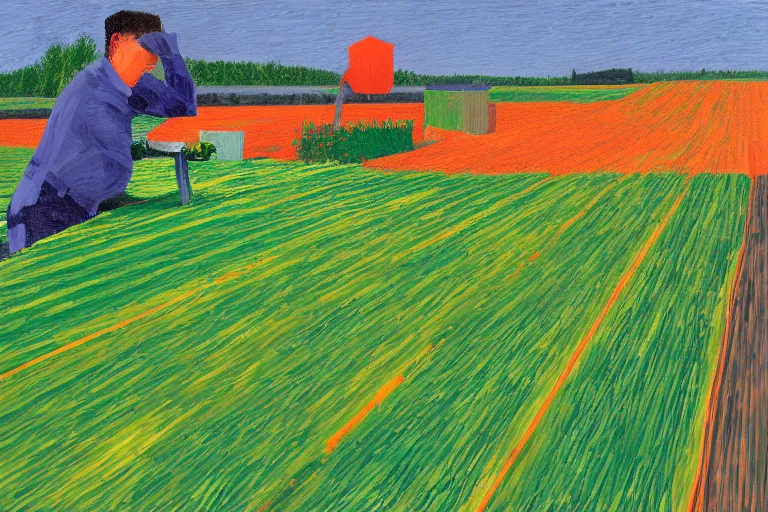 Prompt: dreaming from a new economy and a new financial system for high precision farming, painted by David Hockney, iPad-H 768