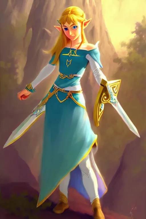 Prompt: princess zelda by bayard wu