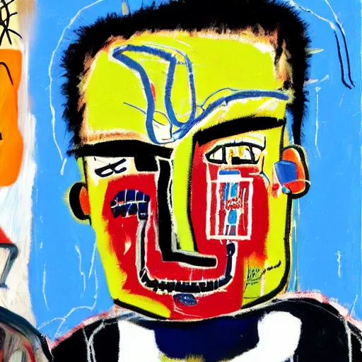 Image similar to an oil painting by basquiat, by kentaro miura, by willy vandersteen, by george w bush, detailed, portrait