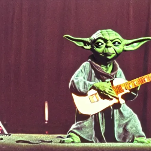 Image similar to yoda performing at woodstock