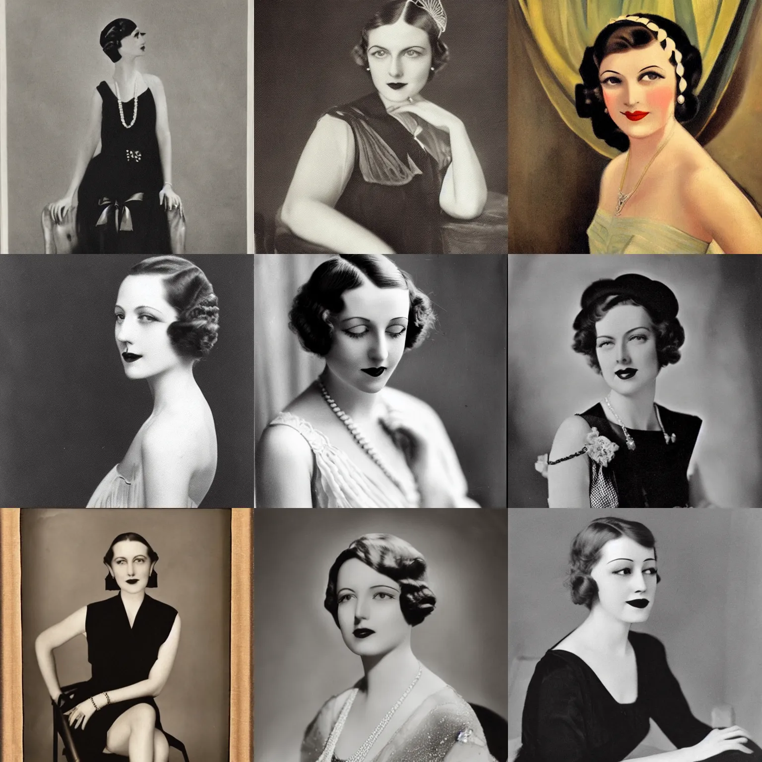 Prompt: a portrait of an elegant lady, 1930s