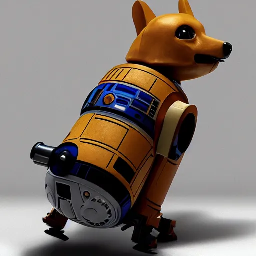 Prompt: corgi droid, star wars, cinematic, hyperrealistic, detailed