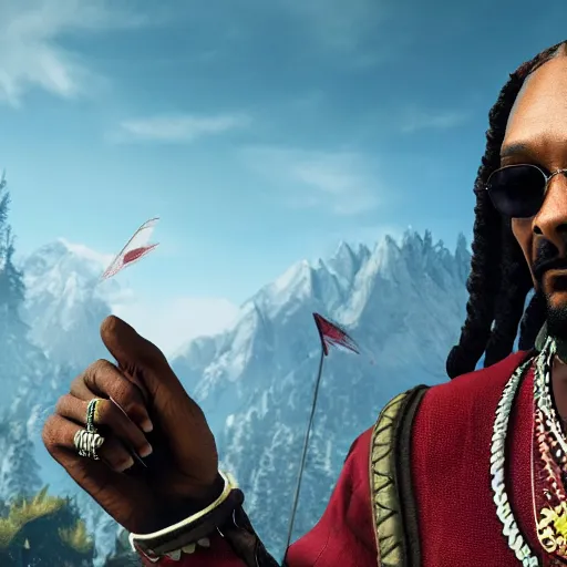 Image similar to Snoop Dogg in the Witcher 3 4K quality super realistic