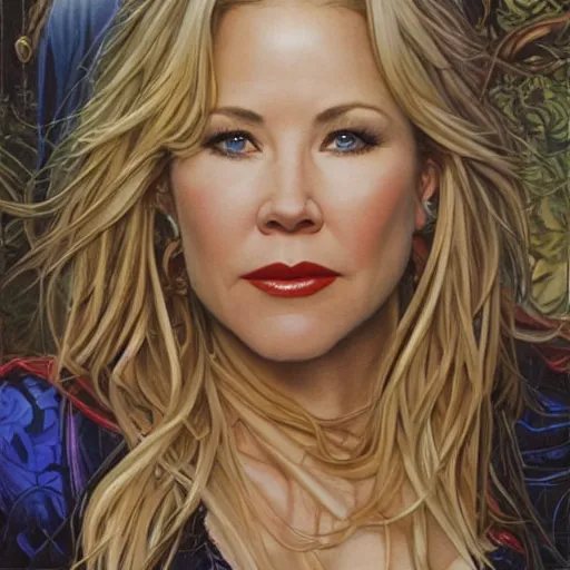 Prompt: Christina Applegate, by Mark Brooks, by Donato Giancola