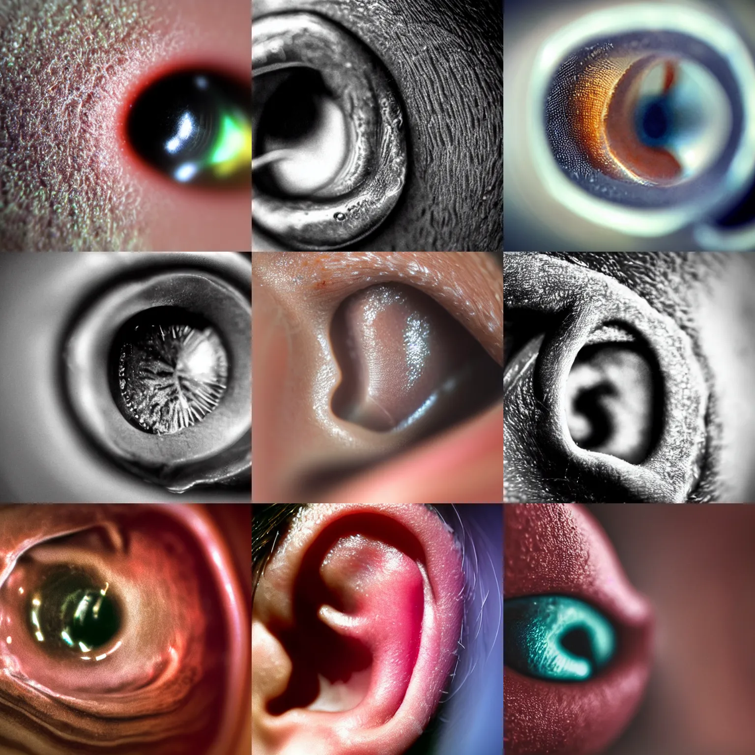 Prompt: ultra-macro human ear , perfect lighting, extreme close-up, HDR