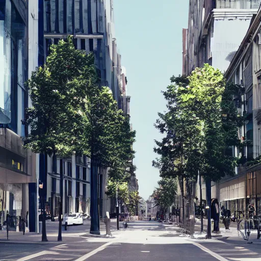Image similar to a perfect street designed by norman foster. cinematic, 8 k, inspirational.
