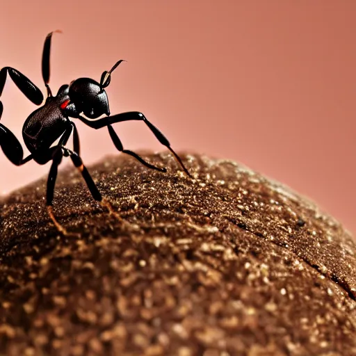 Prompt: an ant with small robotic parts. macro photograph. nikon.