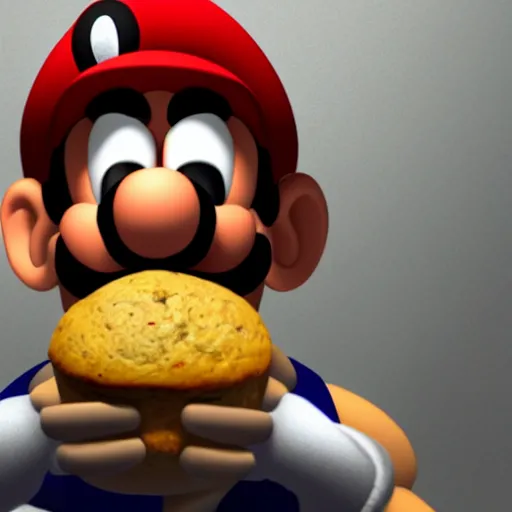 Image similar to luigi eating a muffin