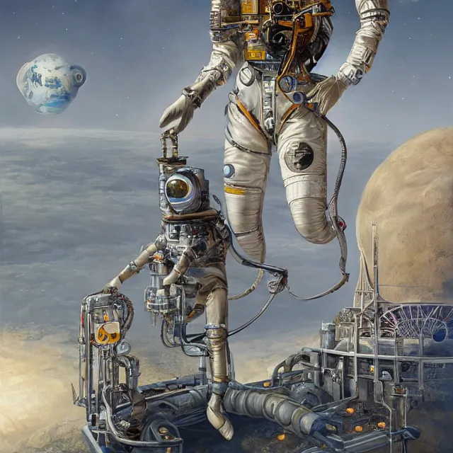 Prompt: astronaut walk on all fours bottom, horse sit on top, industrial sci - fi, by mandy jurgens, ernst haeckel, james jean