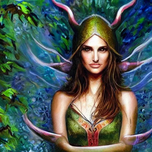 Image similar to beautiful painting of natalie portman as an elven maiden