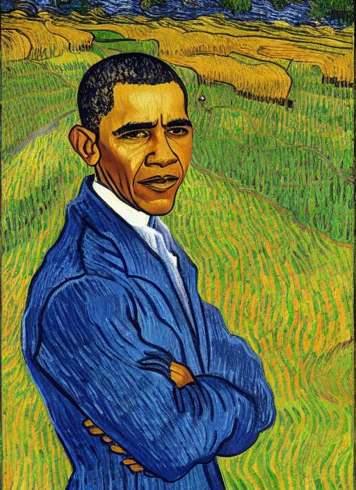 Image similar to Painting of Barack Obama as a farmer by Vincent van Gogh