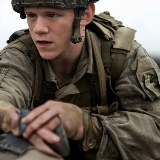 Image similar to Tom Holland starring in Saving Private Ryan