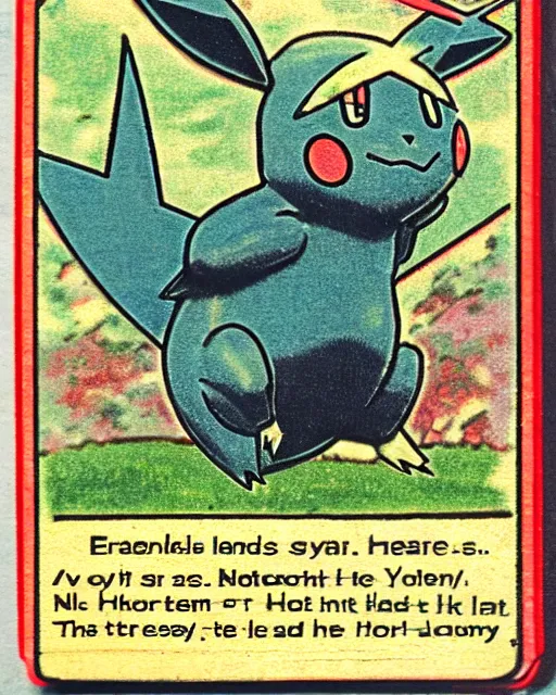 Image similar to a pokemon card from the 1 9 1 0 s