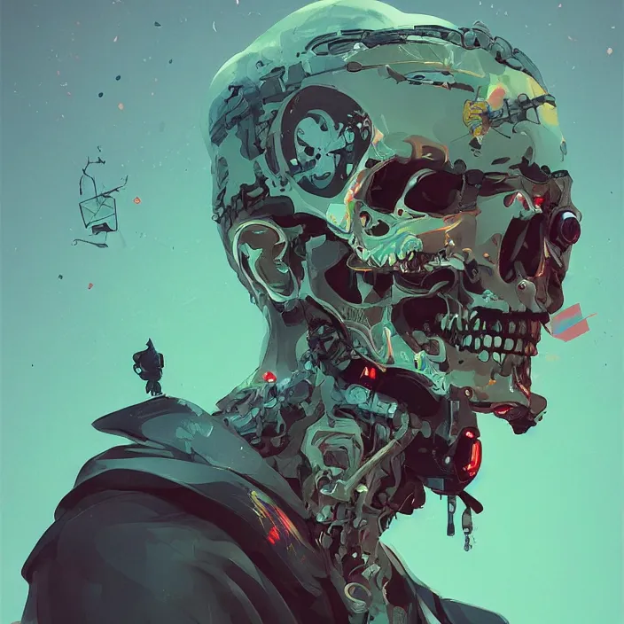 Prompt: a beautiful painting of a cyberpunk skull by sergey kolesov and sachin teng and pascal blanche. in style of digital art. colorful comic, symmetry, hyper detailed. octane render. trending on artstation