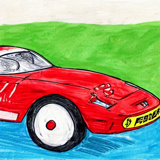 Prompt: ferrari, kid drawing