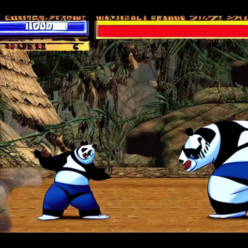 Prompt: kung fu panda in mortal kombat 3 game, sega 1 6 bit, fighting