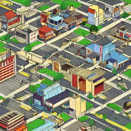 Image similar to japanese town, neighborhood, surreal neighborhood, street view, modern neighborhood, japanese city, underground city, modern city, tokyo - esque town, 2 0 0 1 anime, cel - shading, compact buildings, sepia sunshine