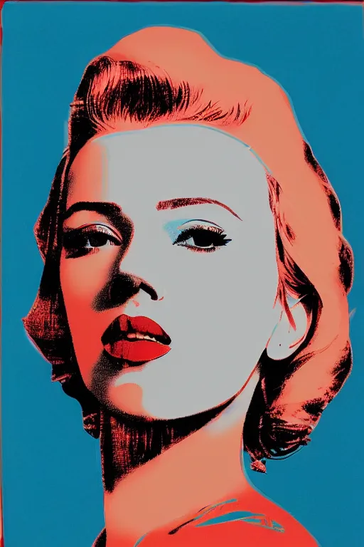 Prompt: Scarlett Johansson by Andy Warhol