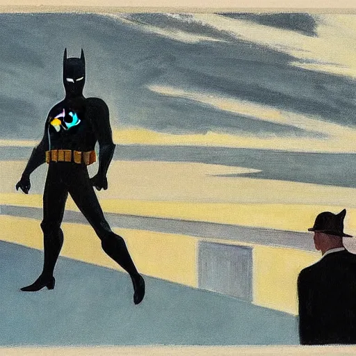 Prompt: Batman by Edward hopper