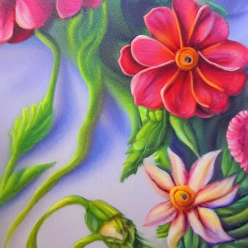 Prompt: highly detailed isometric flower oil painting