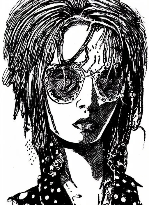 Image similar to Punk rock girl drawing by R. Crumb, pen and ink, hd, intricate