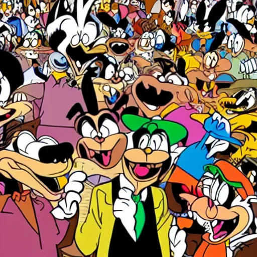 Image similar to looney toons in a mosh pit