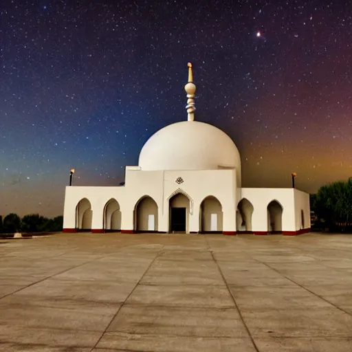 Prompt: mosque surrounded by nebula clouds