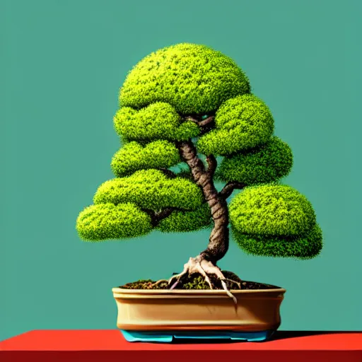 Image similar to bonsai acacia! tree but minimalistic concept art by frank stella gilleard james whalen tom, colorful, soft light, trending on artstation, minimalism