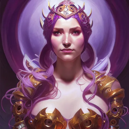 Image similar to Character Portrait of Syndra from League of Legends surrounded by nodes, face, fantasy, intricate, elegant, highly detailed, digital painting, artstation, concept art, smooth, sharp focus, illustration, art by Gregory Manchess and Fernanda Suarez and Artem Demura and alphonse mucha
