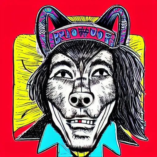 Image similar to “portrait illustration of blues singer howling wolf, colorful, strong, by Robert crumb”