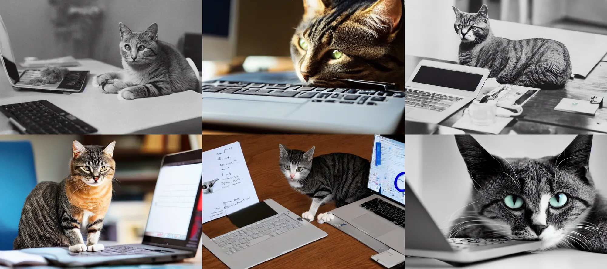 Prompt: cat on a computer writing prompts to an ai image generator