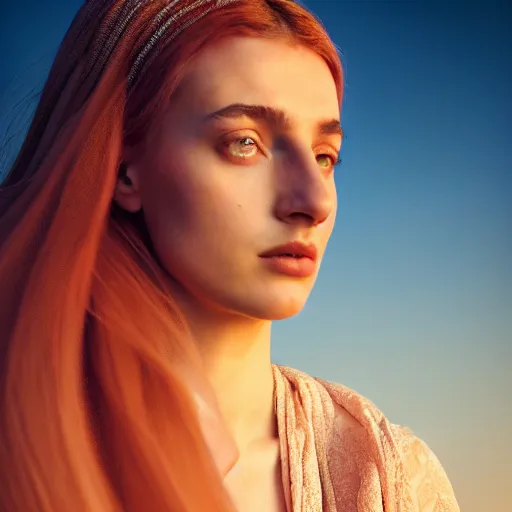 Image similar to photographic portrait of a stunningly beautiful turkish renaissance female in soft dreamy light at sunset, contemporary fashion shoot, by edward robert hughes, annie leibovitz and steve mccurry, david lazar, jimmy nelsson, breathtaking, 8 k resolution, extremely detailed, beautiful, establishing shot, artistic, hyperrealistic, beautiful face, octane render