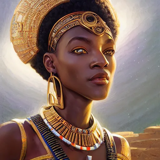 Image similar to highly detailed portrait of an african egyptian goddess but white, intricate alien technology, stephen bliss, unreal engine, fantasy art by greg rutkowski, loish, rhads, ferdinand knab, makoto shinkai and lois van baarle, ilya kuvshinov, rossdraws, tom bagshaw, global illumination, radiant light, detailed and intricate environment