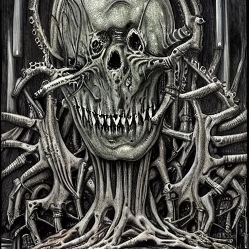 Image similar to the zombie apocalypse by hr giger