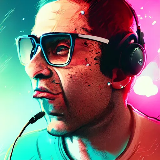 Prompt: tony khan wearing a headset, screaming furiously, cocaine everywhere, scared people in the background, intense, hyper detailed, artstation, flashing lights, hyper anger, eruption, 8 k